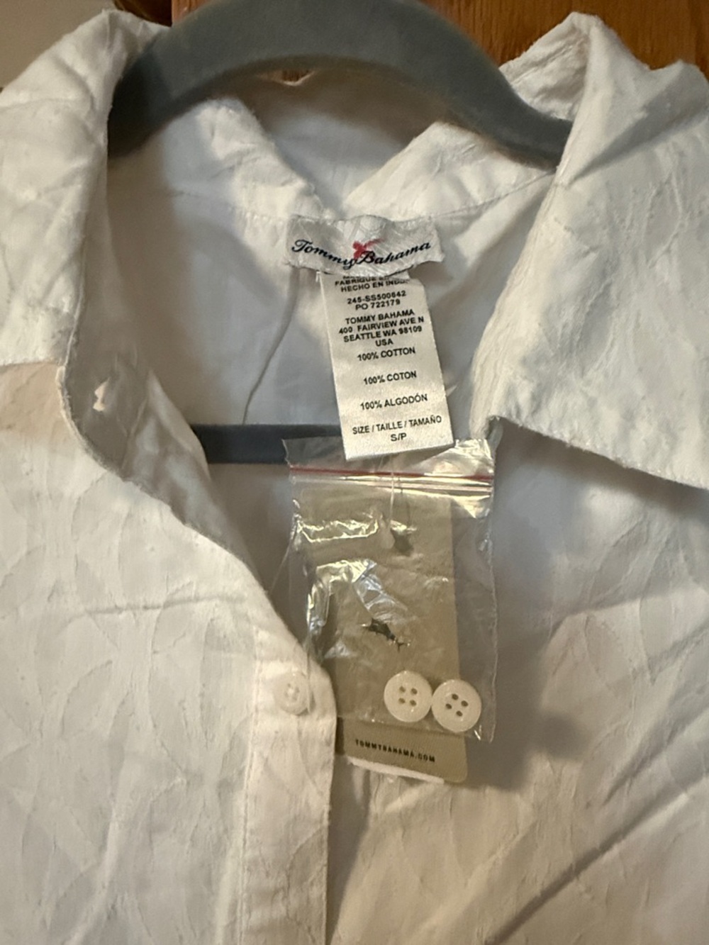 Tommy Bahama White Textured Button-Front Shirt Dress - Picture 2 of 9